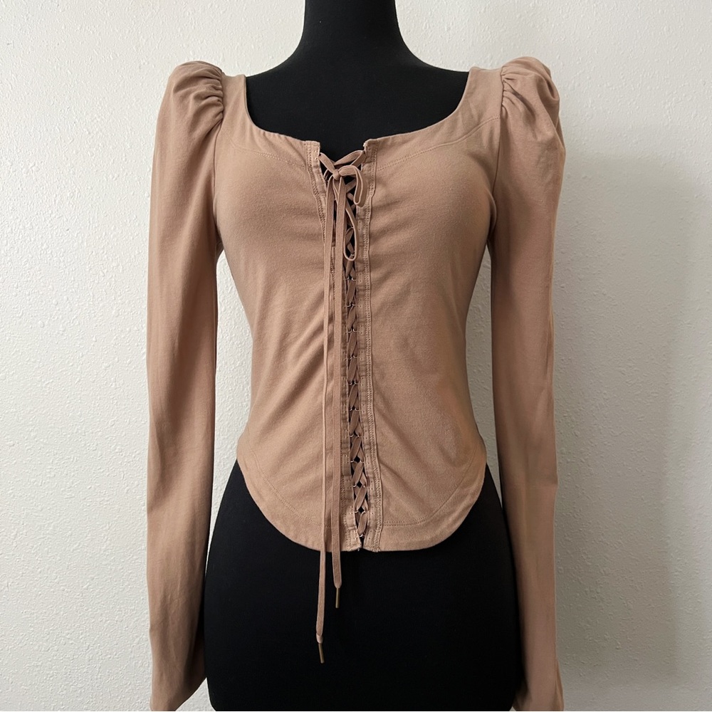 Free People | Nomad Willow Long Sleeve Crop Top Size Medium